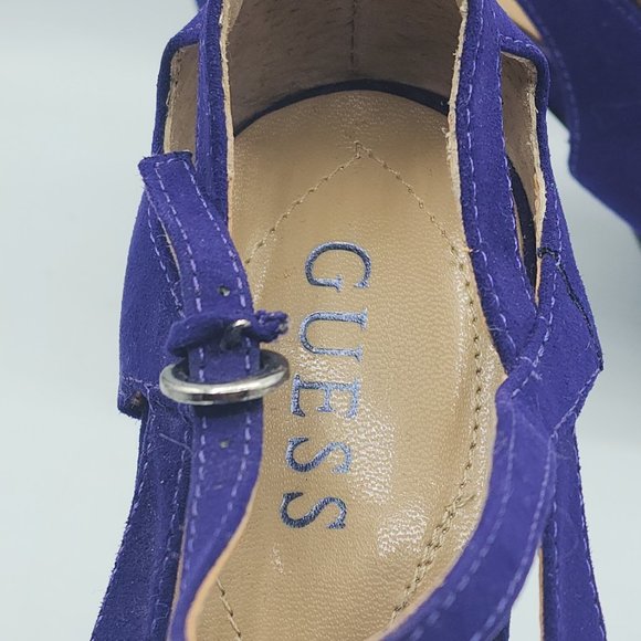 GUESS "WGZandra" T-Strap High Heels Platform Peep Toe Shoes - Picture 7 of 7